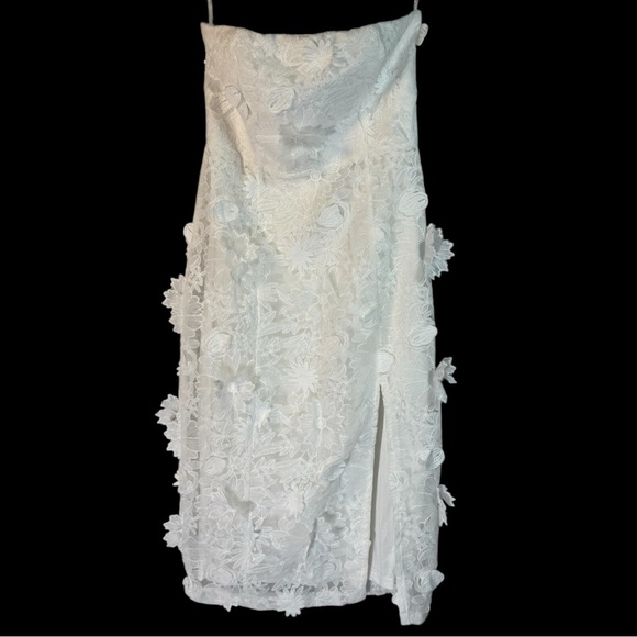 Lulus Elevated Sensation White 3D Floral Embroidered Midi Dress M - Picture 10 of 15